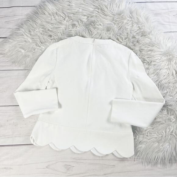 Kate Spade Women's Scalloped Long Sleeve Cropped Sweater in White Size 0 - Picture 5 of 6